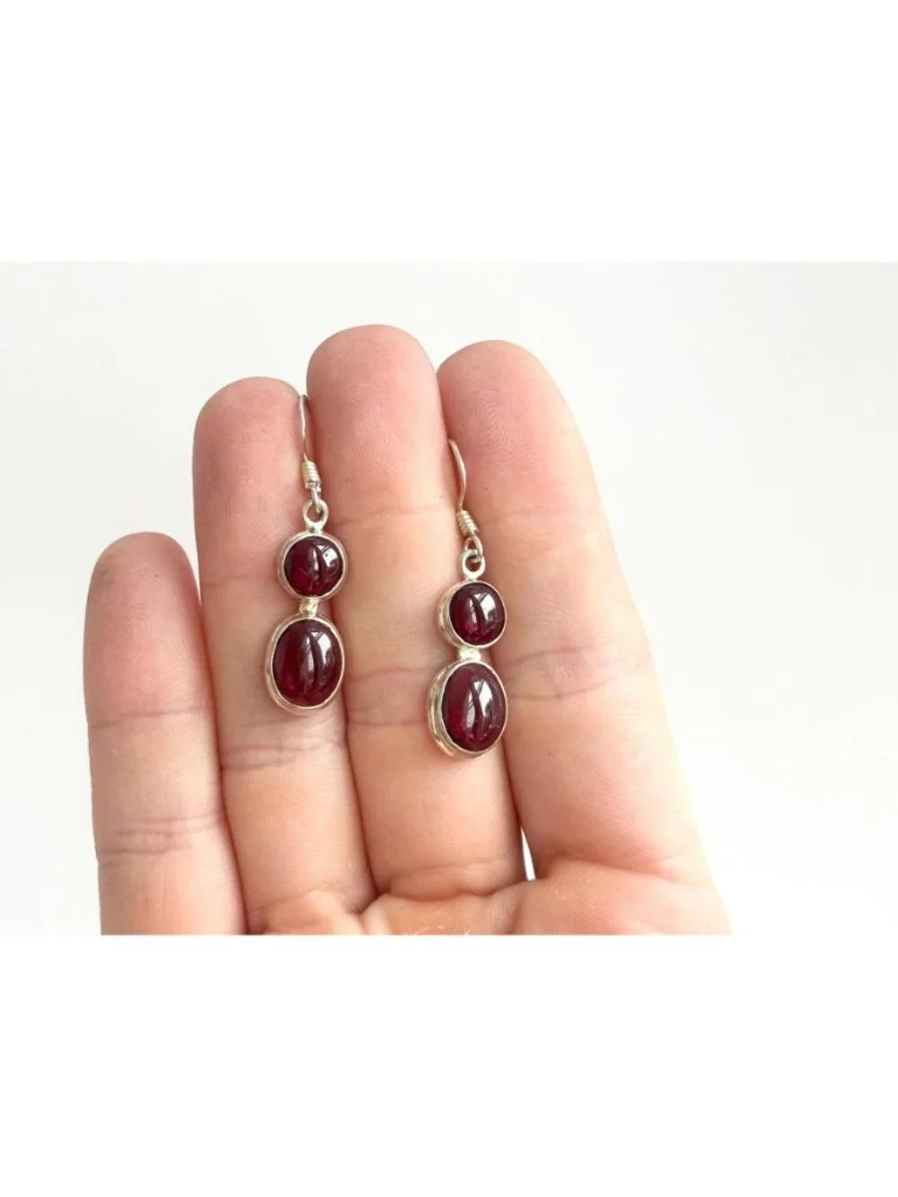 Natural Amethyst Cabochon Gemstone Vintage Sterling Silver 925 Earrings